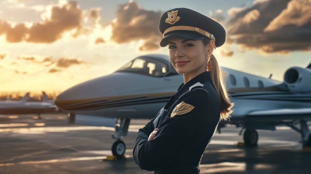 Confident pilot smiling