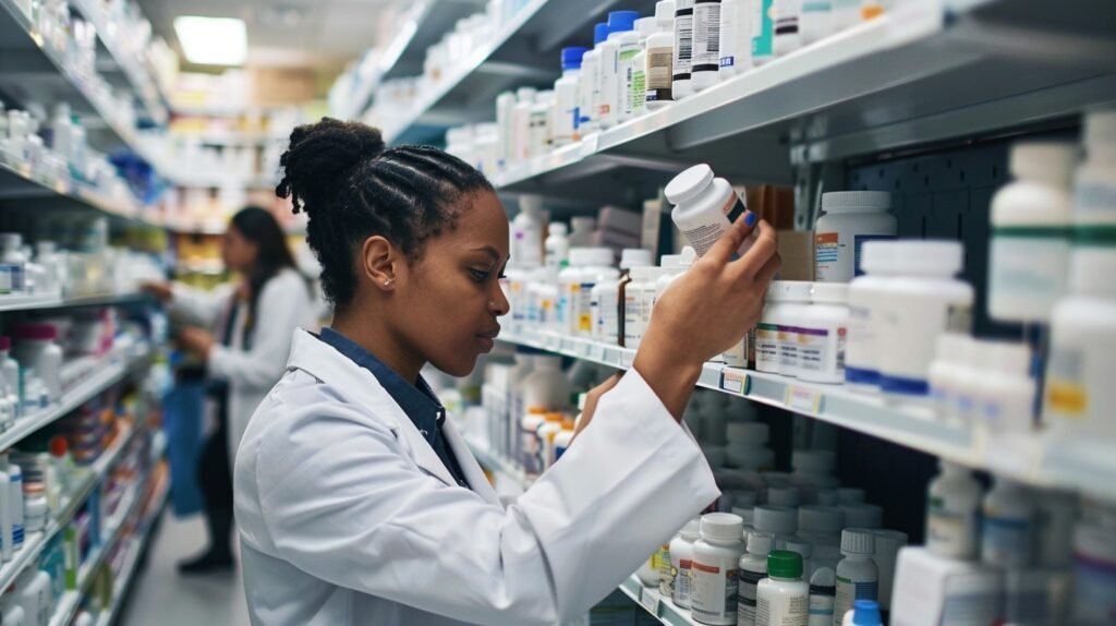 Pharmacist checking Inventory