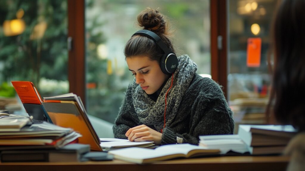 Studying with headphones
