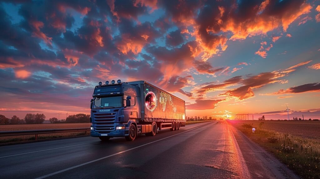 sunset truck journey