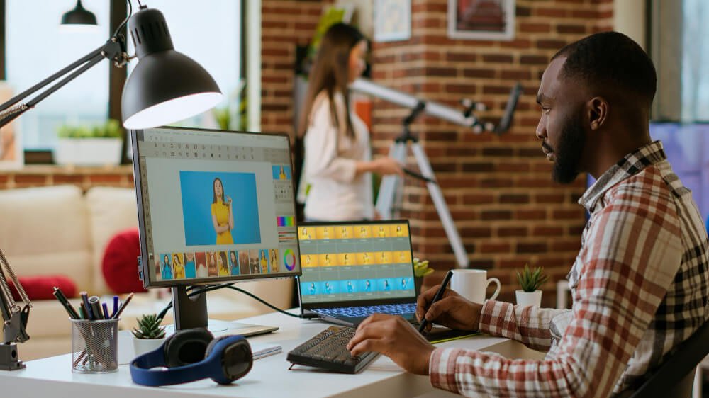 man working on the computer