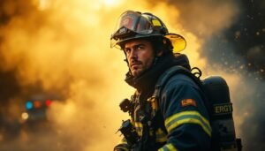 Firefighter through smoke