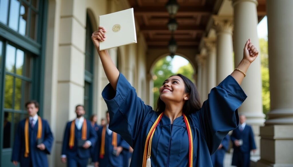 Graduation triumph moment