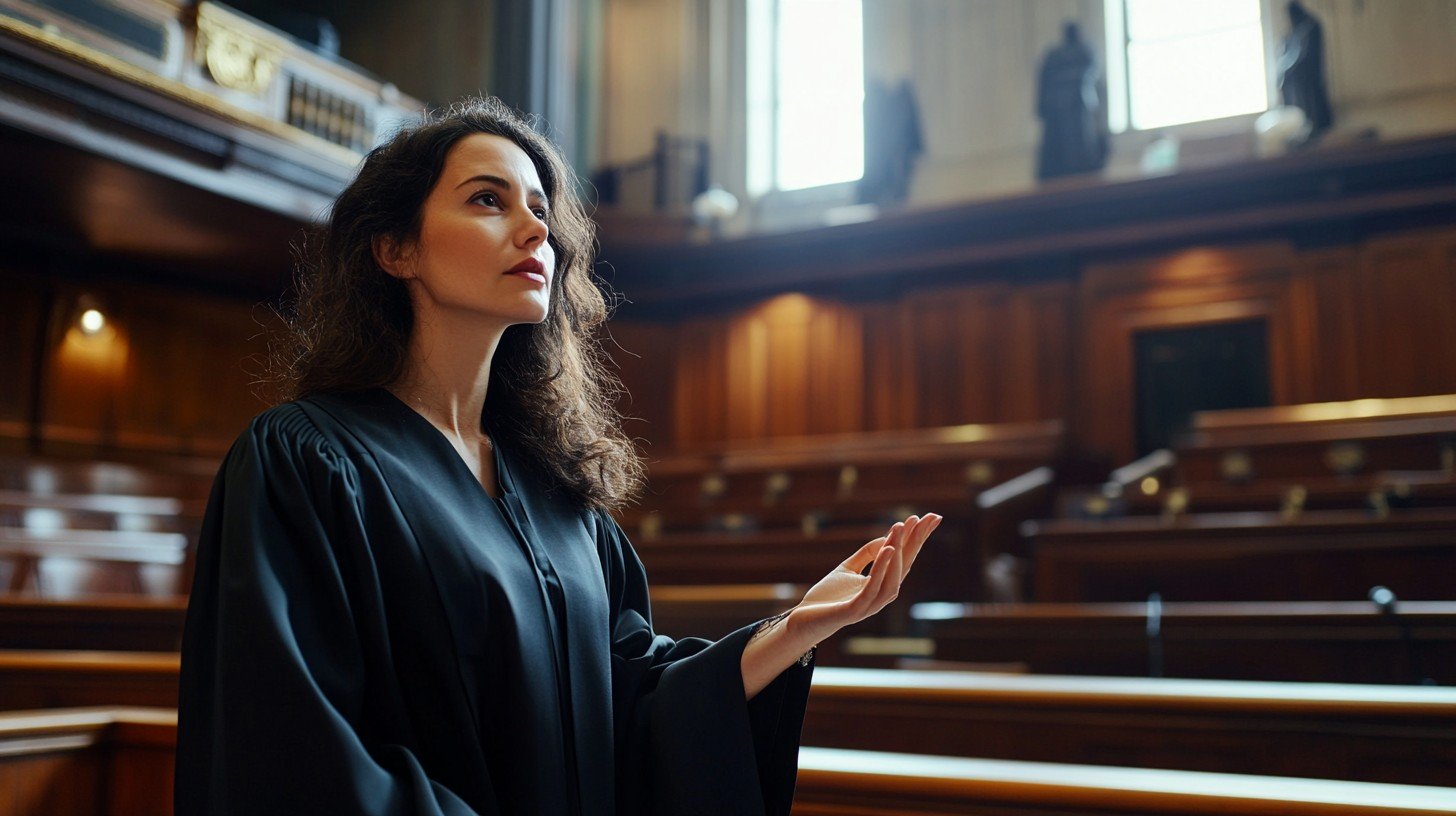 Lawyer in courtroom