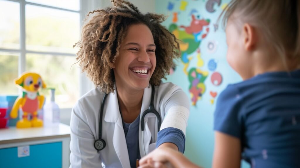 pediatric checkup child smiles