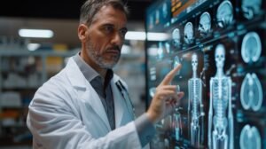 Radiologist analyzing scans