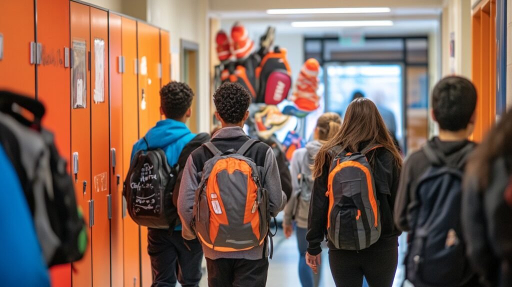 students walking hallway