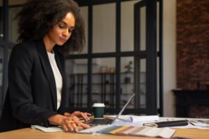 woman sitting in the office