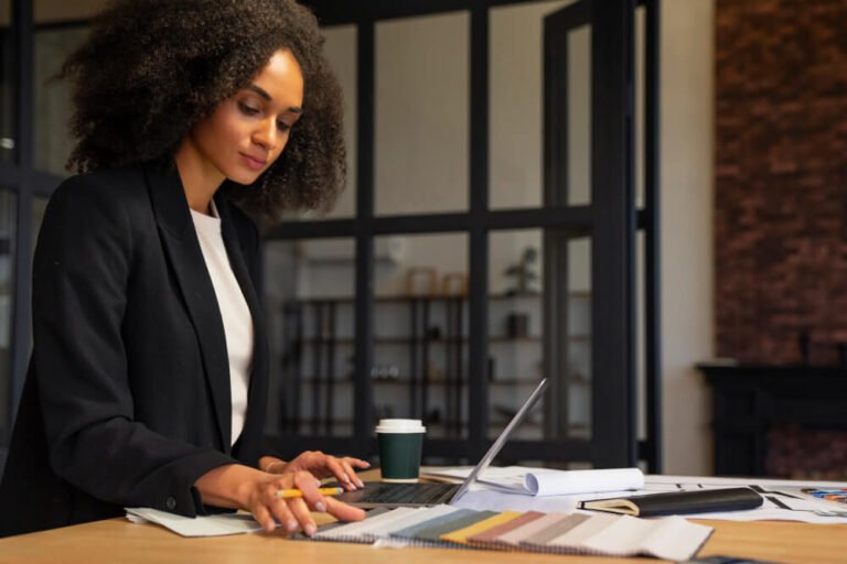 woman sitting in the office