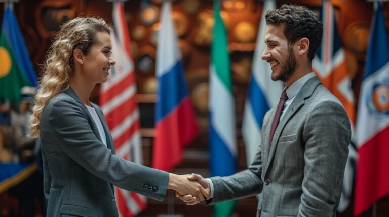 Diplomatic handshake Enagement