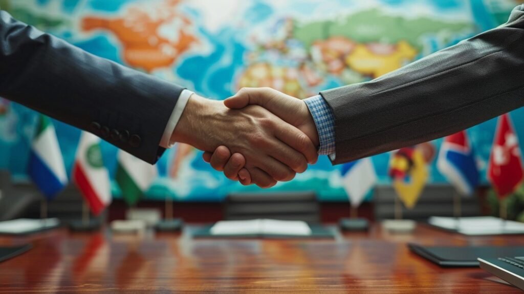 Global partnership hand shake