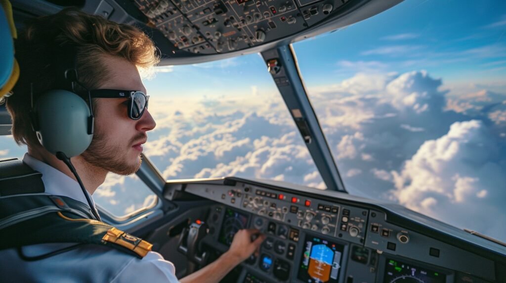 Pilot navigating aircraft