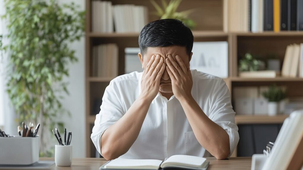 a young man in distress