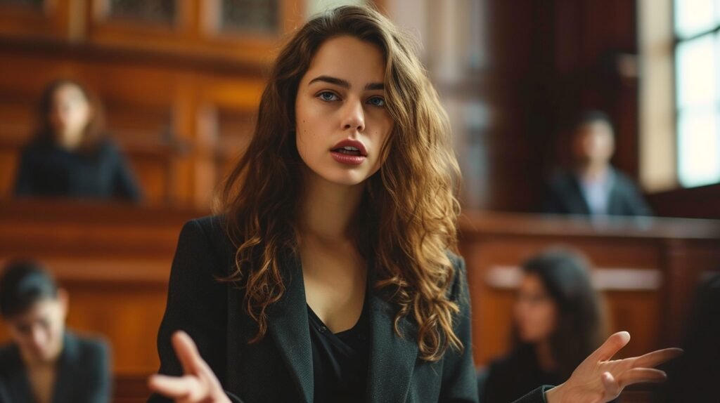 confident lawyer speaking