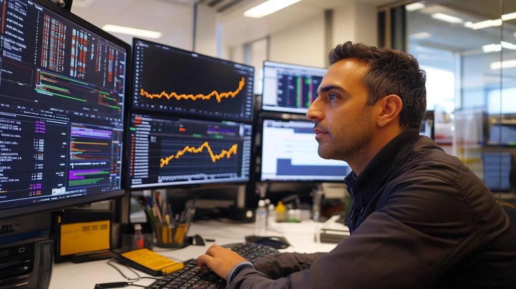 man analysing stock trade