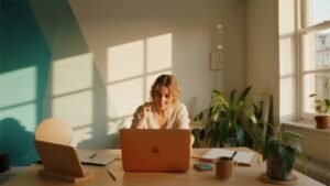 StockCake: Free stock photos and pictures Explore Search laptop History Create with AI user_profile_image laptop Images and Photos filter-icon technology filter-icon modern filter-icon productivity filter-icon work filter-icon office filter-icon desk filter-icon professional filter-icon workspace filter-icon focus IMAGES A ginger cat's soft paw delicately touches the laptop keyboard, creating a charming contrast between nature and technology. cat paw keyboard Warm wooden workspace with sleek laptop, delicate succulent plant, and simple accessories bathed in soft natural daylight. workspace minimal laptop A person types on a vibrant red laptop near a window, with a coffee cup nearby on a wooden desk. laptop red workspace Modern technology connects with creative possibilities through glowing geometric patterns emanating from a sleek laptop in a minimalist workspace. laptop technology digital Navy blue laptop bag reveals protective gray interior padding, perfectly designed to secure technology with elegant organizational features. laptop bag navy Dramatic close-up of laptop keyboard keys with blue light reflections highlighting the precise engineering between black keys. keyboard macro technology A silver MacBook captured at a dramatic angle against a navy gradient backdrop, highlighting its clean lines and minimalist aesthetic. macbook apple laptop Cracked laptop becomes art through traditional kintsugi repair, where golden lines highlight fractures amid rich blue surroundings. kintsugi laptop broken Gothic architecture displayed on a sleek laptop creates a haunting contrast against leather-bound books and ethereal blue mist. laptop gothic cathedral Bathed in blue laptop light, a focused individual waits for their download in a cozy late-night cafe setting. concentration laptop cafe Hands place vibrant holographic stickers on a laptop keyboard, their neon glow illuminating the dim creative workspace. holographic stickers neon Precision-crafted aluminum laptop floating at a geometric angle, with rim lighting accentuating its clean lines against a gradient backdrop. laptop aluminum minimal Hands typing on a modern laptop positioned on a wooden desk alongside a succulent plant and white ceramic mug. workspace laptop desk Deep concentration illuminated by laptop glow, with coffee and notebook nearby in a minimalist monochrome workspace scene. focus laptop workspace Warm amber feline eye glows with blue screen reflection as curious paw gently rests on sleek laptop keys. cat feline laptop Deep concentration illuminated by laptop glow in a quiet workspace, where blue shadows frame a moment of productivity. concentration workspace laptop Suspended in purple space, the glowing laptop fractures into floating pieces while digital energy transforms into organic light patterns. laptop cosmic purple A dedicated researcher works into the night, surrounded by books and illuminated only by a laptop and desk lamp. studying researcher nighttime A floating laptop emanates magical energy as code transforms into glowing runes against a cosmic pixel art backdrop. laptop magical pixel Backlit laptop keyboard with glowing blue illumination highlighting the black keys in a dramatic close-up perspective. keyboard laptop backlit Gothic patterns adorn a sleek laptop displaying cathedral spires while mist swirls and candlelight creates dancing shadows. laptop gothic cathedral Modern laptop illuminates a navy-blue workspace with glowing teal and amber patterns, showcasing digital creativity in isometric view. laptop technology isometric Modern workspace shows hands coding on glowing laptop as digital data visualizations flow through dark environment with neon accents technology laptop coding A silver MacBook positioned at a stylish angle against a navy gradient background, highlighting its sleek aluminum design. laptop MacBook Apple Hands type on a vibrant red laptop while natural sunlight filters through windows onto a rustic wooden workspace. laptop red workspace Blue screen light illuminates a late-night worker against the backdrop of a glowing cityscape and rain-streaked windows. nightwork laptop cityscape Hands interact with a glowing laptop keyboard in a darkened room, creating a vibrant tech atmosphere with colorful light effects. laptop technology glow Suspended in cosmic purple, a laptop breaks physical boundaries as digital energy transforms into organic crystal formations illuminated by cyan light. laptop cosmic purple Suspended in a cosmic purple void, a laptop radiates cyan light while fragmenting into pieces connected by threads of golden energy. laptop cosmic floating Modern technology meets ancient architecture as an amber-glowing laptop rests on a stone altar beneath towering stained glass windows. laptop gothic cathedral Hands type on a laptop surrounded by open books, colorful sticky notes, and small plants on a wooden desk. studying laptop desk Navy blue travel bag reveals thoughtfully designed laptop storage with soft gray padding and perfectly organized accessories. laptop bag travel A perfectly angled silver laptop casts dramatic shadows against a navy-to-white gradient, highlighting its minimalist engineering beauty. laptop aluminum sleek Modern silver laptop illuminates a minimalist creative space with floating geometric elements in teal and amber light. laptop technology creative Premium adjustable laptop stand showcases ergonomic design on wooden desk with diverse hands demonstrating intuitive height adjustment features in contemporary workspace setting laptop stand desk Magical code transforms into glowing runes escaping a hovering laptop with a pulsing crystal power button. laptop magical code Illuminated by desk lamp and laptop glow, a productive evening unfolds against the backdrop of twinkling city lights. nightwork productivity laptop Hands type on a striking crimson laptop keyboard while natural light streams in, illuminating a personalized workspace with coffee cup. laptop red crimson Bathed in the soft glow of a laptop screen, concentration powers through the night alongside a steaming coffee cup. focused monochrome laptop Watercolor-rendered minimalist desk featuring a glowing laptop, wooden surface, potted plant, and steaming coffee cup in natural light. workspace laptop minimalist In a dim café corner, a focused individual waits for digital progress, illuminated only by laptop glow and window light. café laptop waiting A beige retro laptop with glowing green screen sits on a wooden desk surrounded by floppy disks and handwritten notes. retro computer vintage Hands type on a sleek laptop keyboard in a darkened workspace illuminated by the cool blue glow of screens. laptop technology workspace Colorful holographic stickers illuminate a laptop in a dim workspace as a hand places a new vibrant decal. holographic stickers laptop A focused late-night work session with amber window light casting shadows across a desk with a laptop and coffee. laptop workspace typing A curious cat's paw delicately explores a laptop keyboard while its amber eye reflects the blue glow of the screen. cat laptop paw Glowing computer screen illuminates ancient forest surroundings where technology and nature create beautiful harmony in twilight wilderness setting technology nature forest Floating in starry darkness, a magical laptop radiates cyan light while purple crystal power pulses with arcane digital energy. laptop magical pixel A wooden desk filled with colorful notes, open textbooks, a glowing laptop, and a coffee cup creates the perfect study environment. studying laptop desk List View Grid View Layout Colors People Effects Style Settings Subscription Plans License FAQ Contact Privacy Policy Terms of Use logo Toggle theme © 2025 StockCake. All Rights Reserved. Free Laptop Stock Photos - Technology, Modern, Productivity | StockCake Sunlit creative workspace