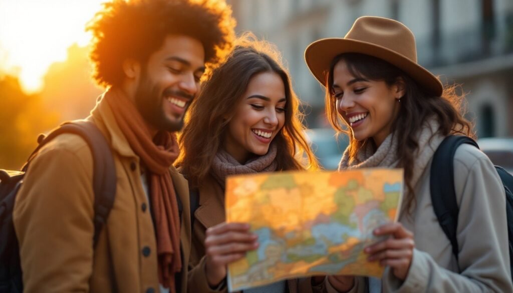 a group of young people holding a map