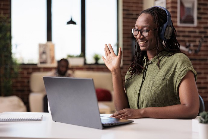 Student with wireless headphones